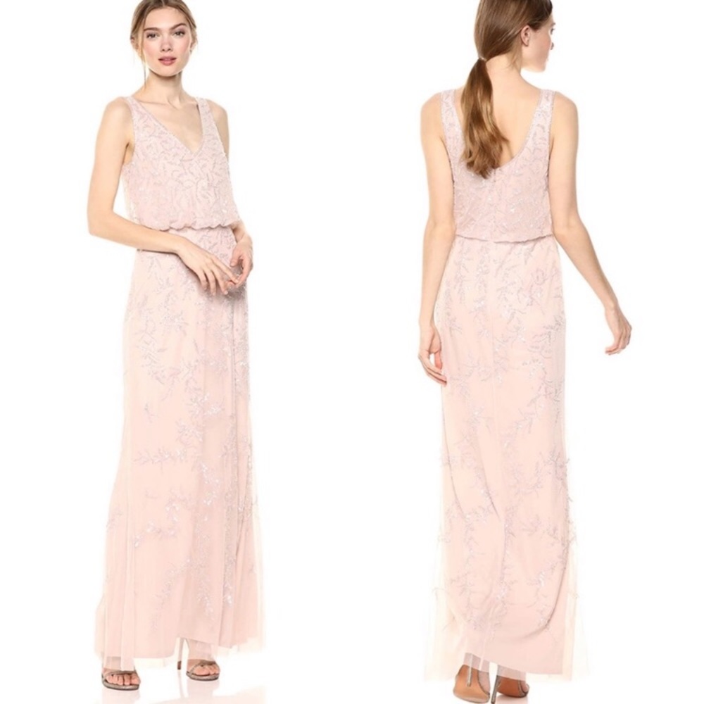 NWT Adrianna Papell Shell Long Beaded Dress